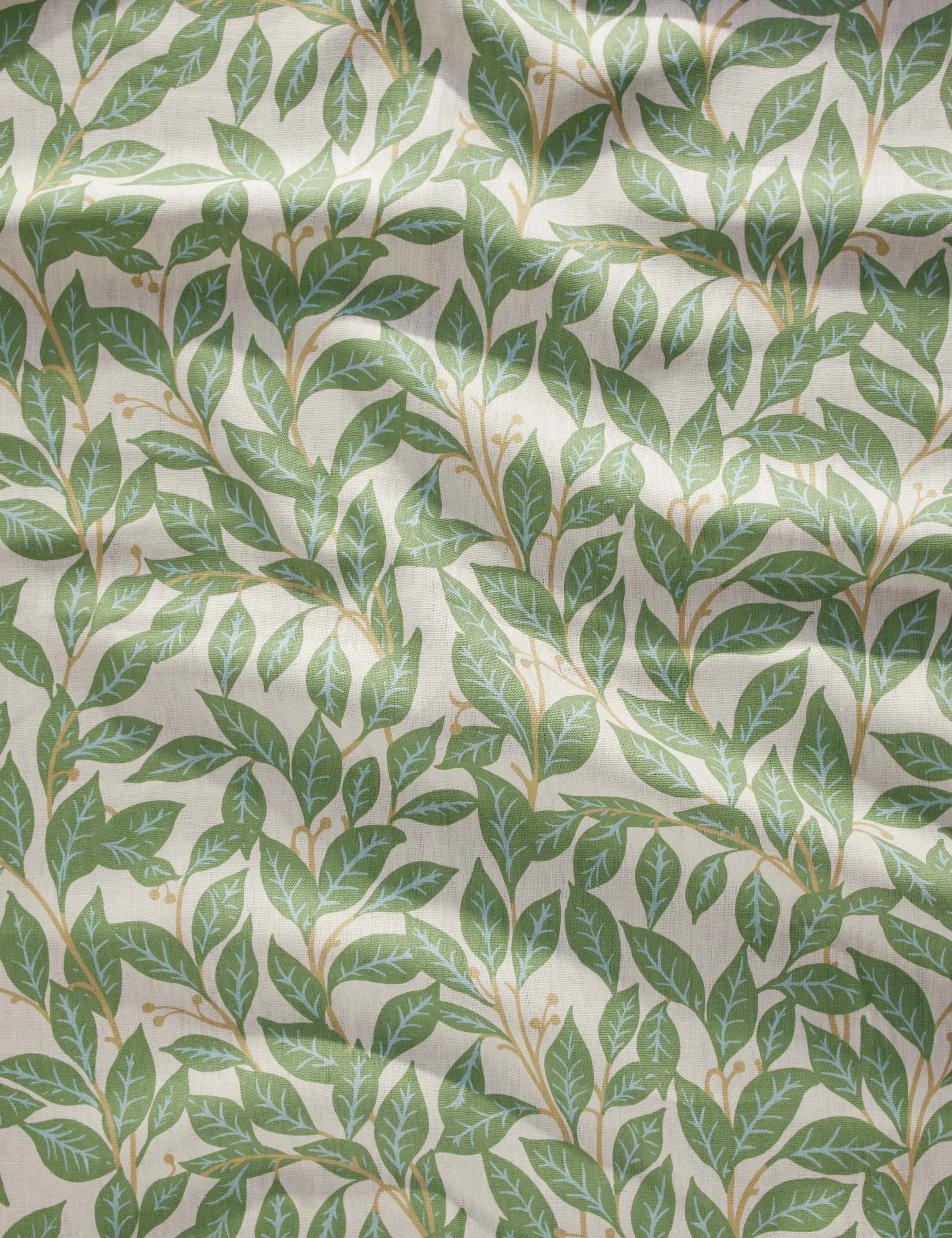 Orchard Leaves Linen Fabric by Wallshoppe