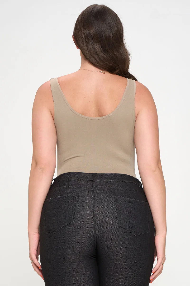 Plus Size Basic V-Neck Tank Top Bodysuit