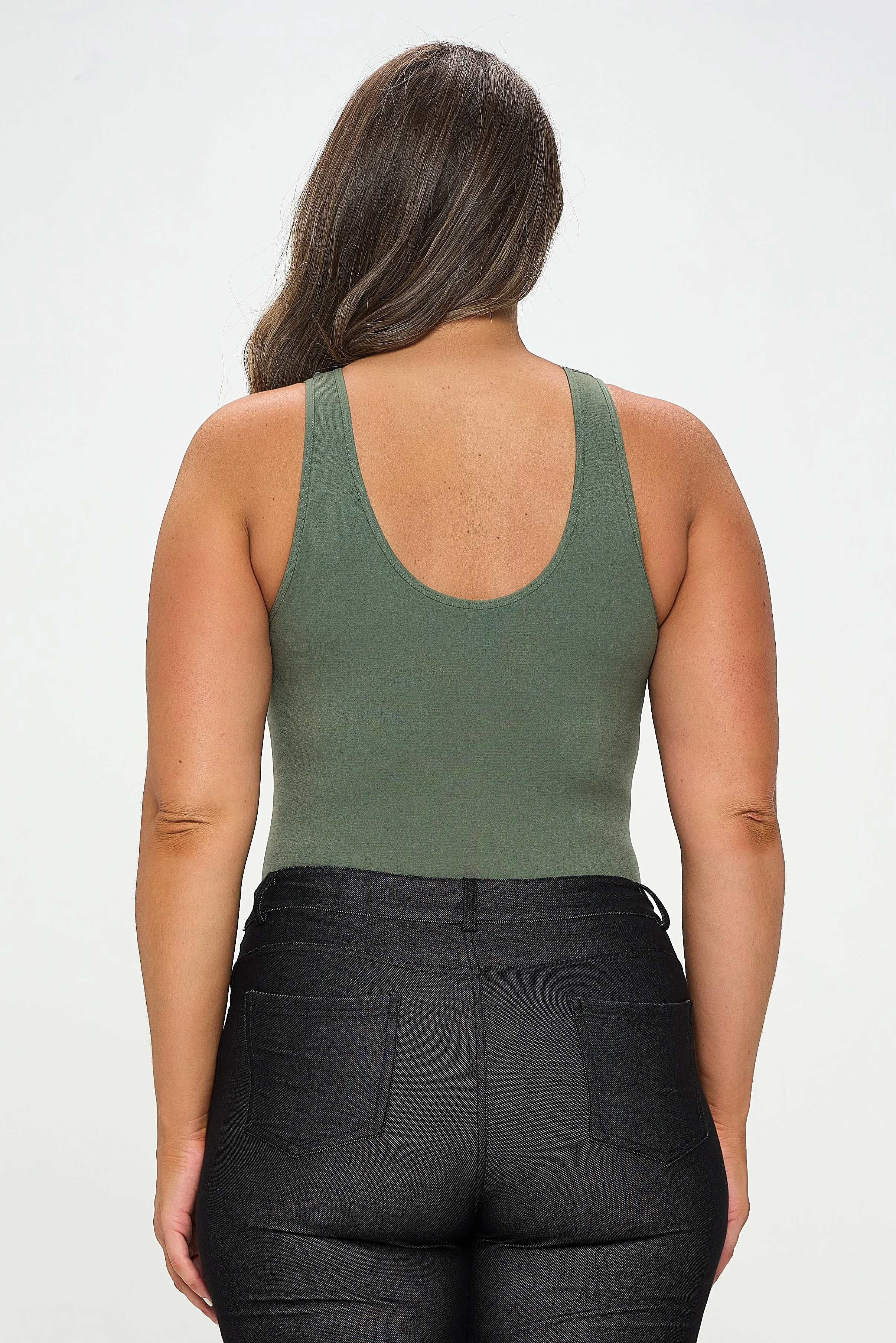 Plus Size Basic V-Neck Tank Top Bodysuit