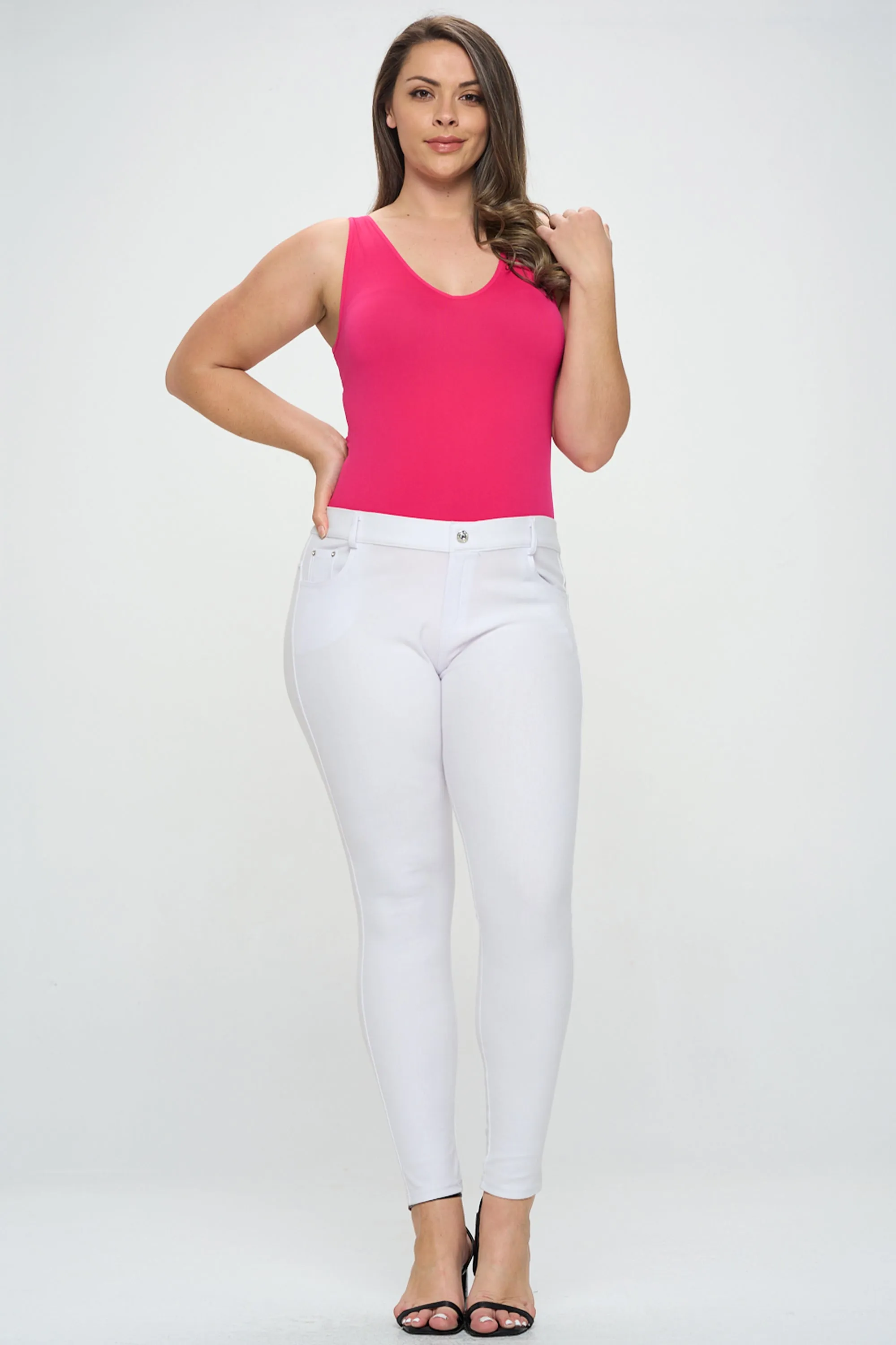 Plus Size Basic V-Neck Tank Top Bodysuit