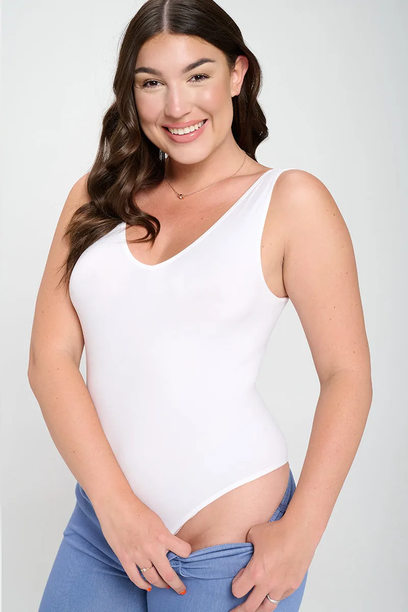 Plus Size Basic V-Neck Tank Top Bodysuit