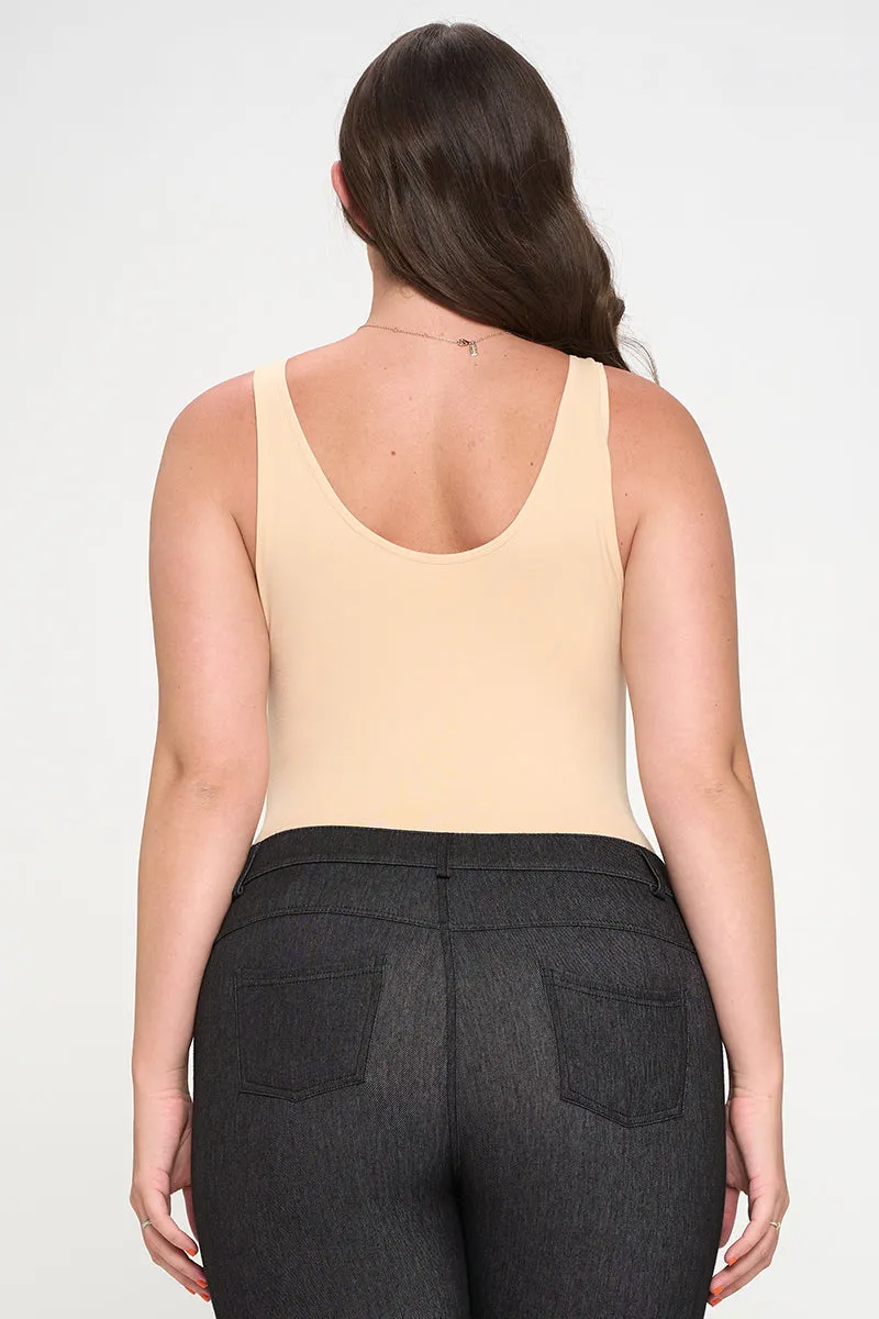 Plus Size Basic V-Neck Tank Top Bodysuit
