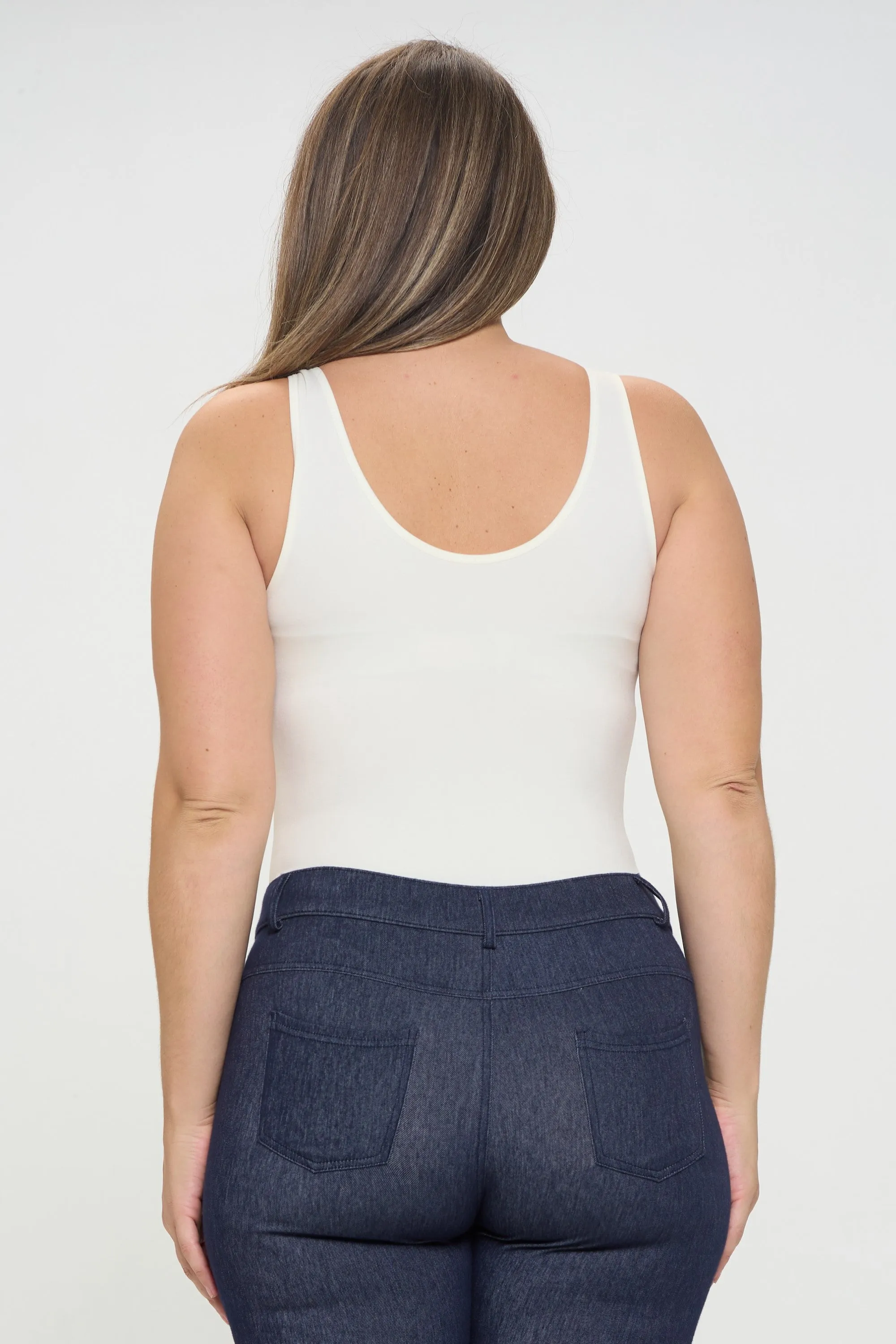 Plus Size Basic V-Neck Tank Top Bodysuit