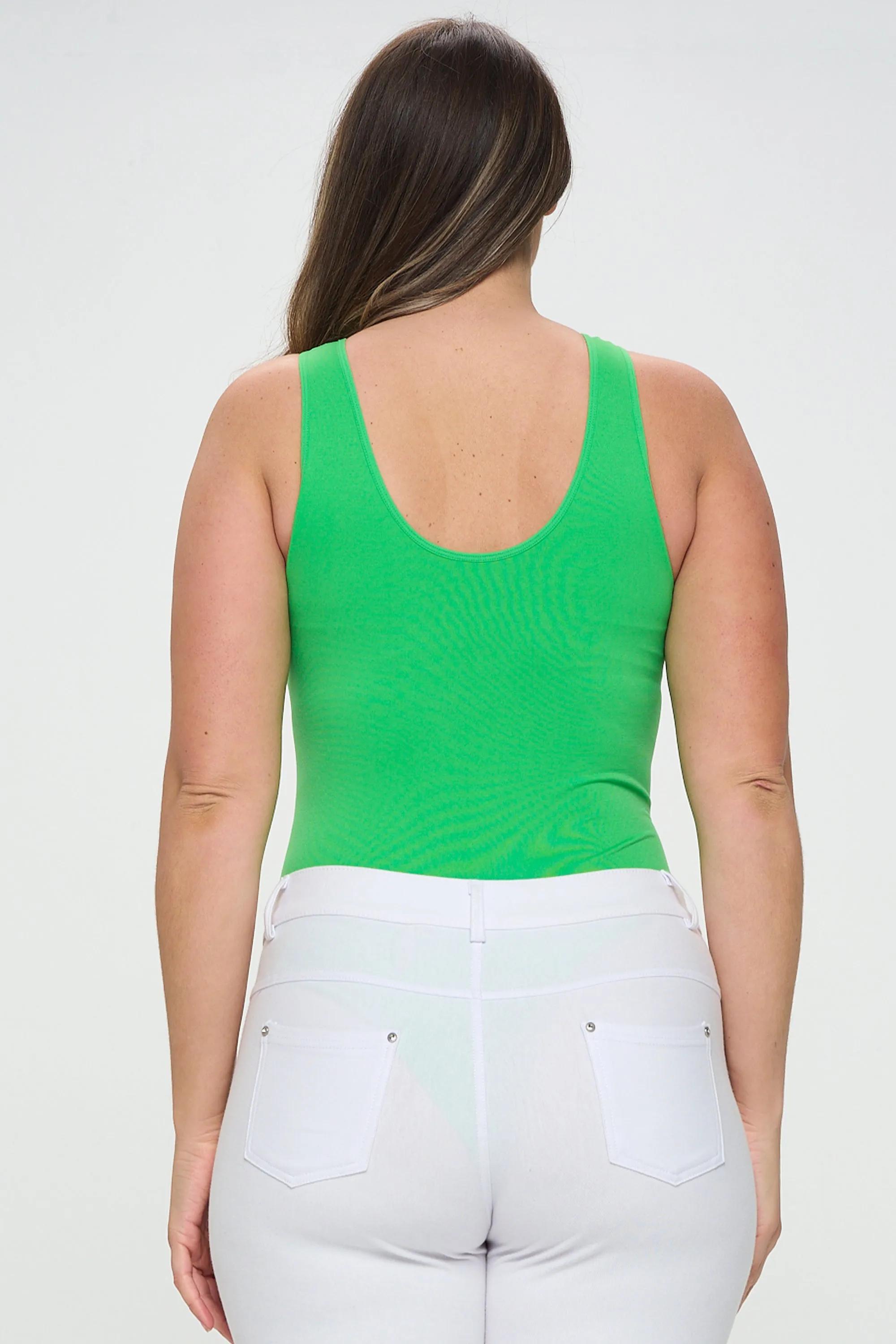Plus Size Basic V-Neck Tank Top Bodysuit