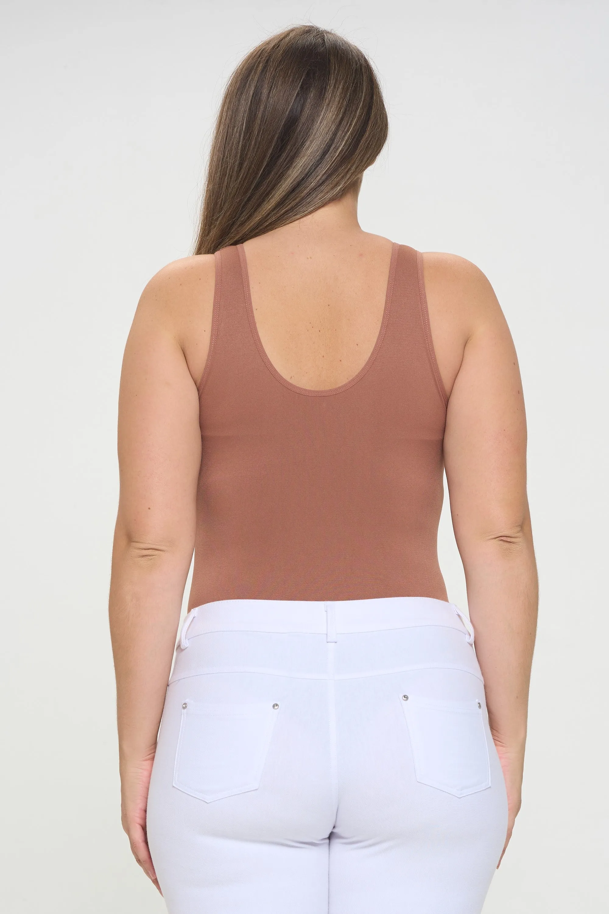 Plus Size Basic V-Neck Tank Top Bodysuit