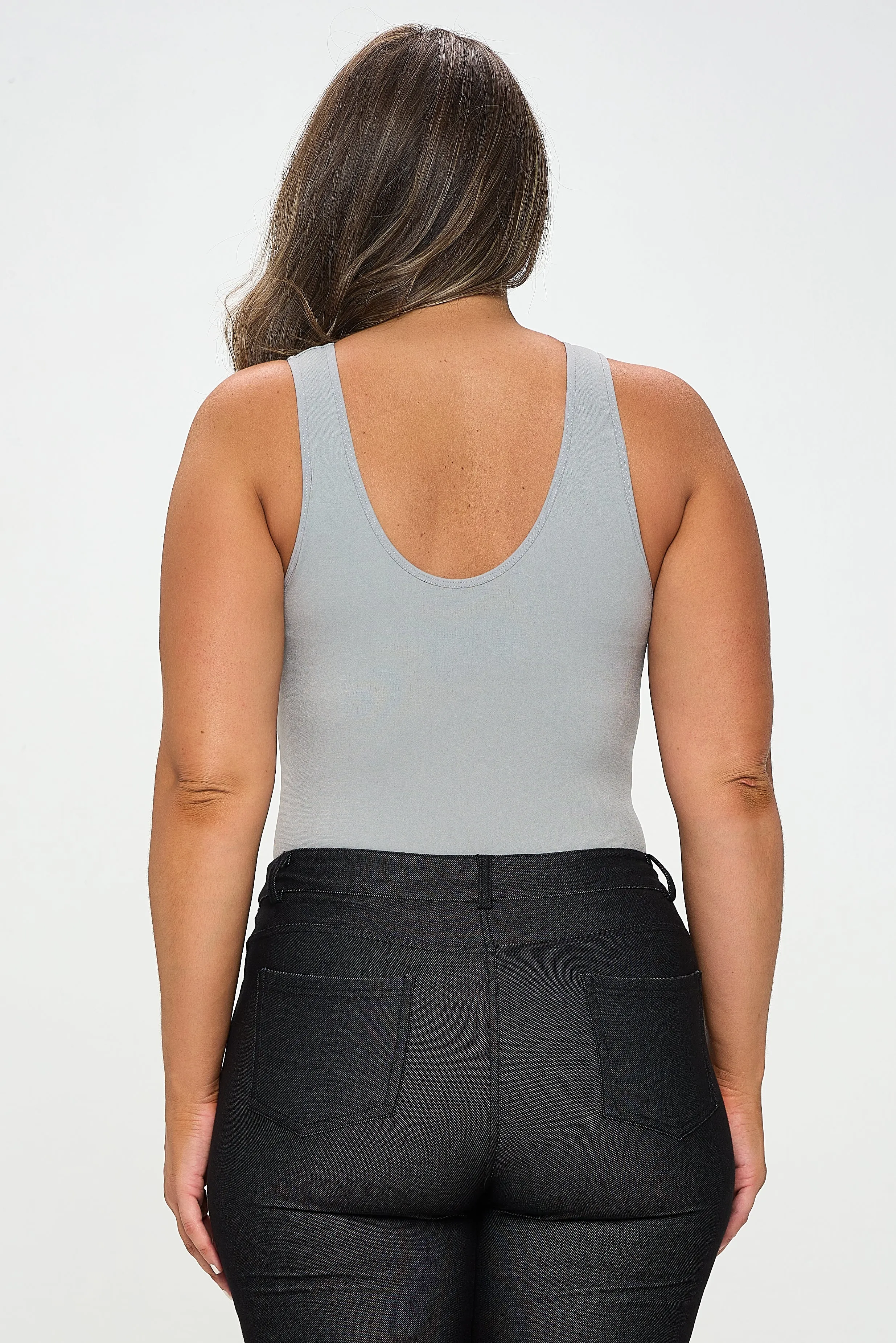 Plus Size Basic V-Neck Tank Top Bodysuit