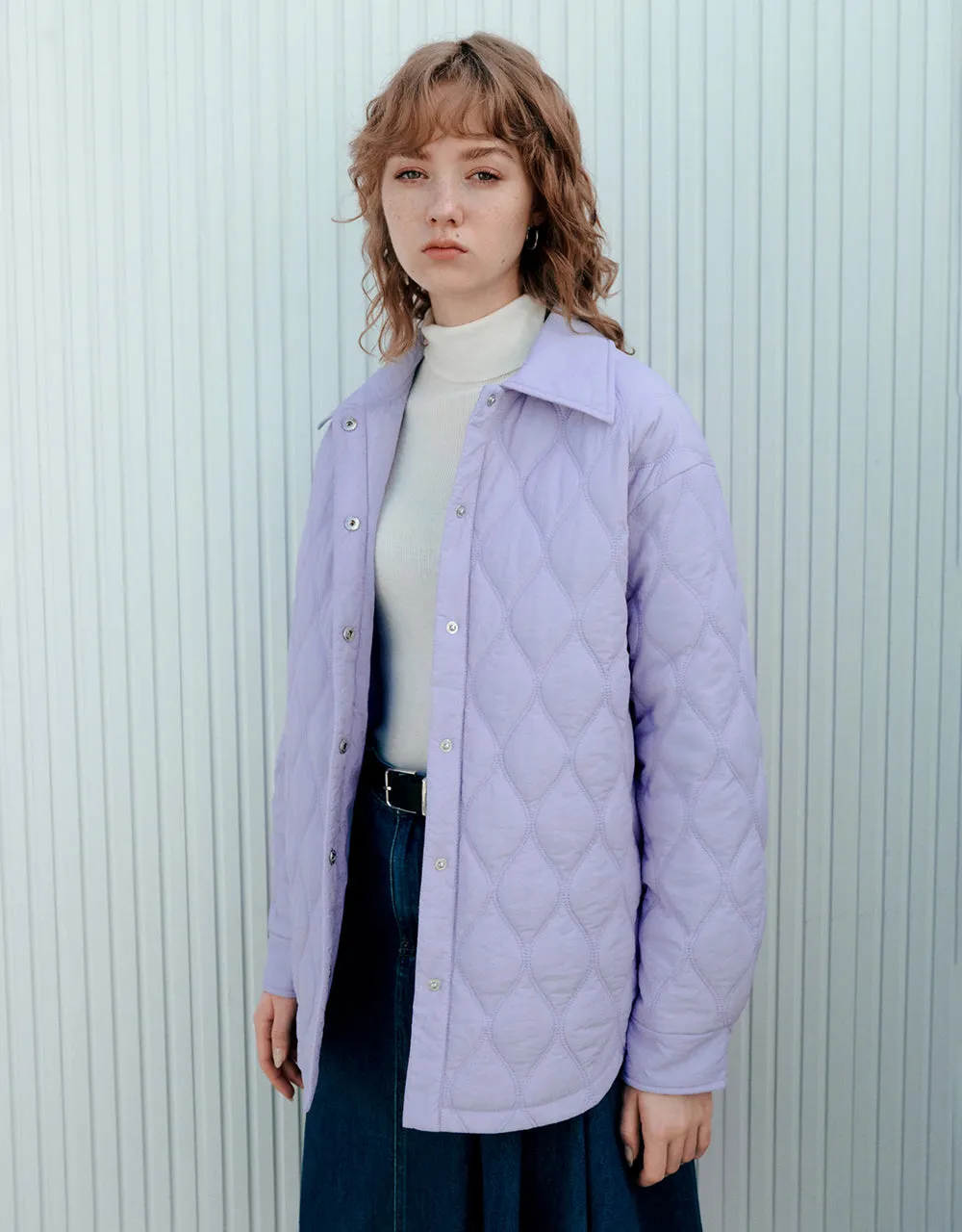 Press Buttoned Embossed Padded Coat