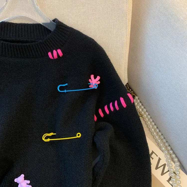 Safety Pins   Teddy Bears Sweater