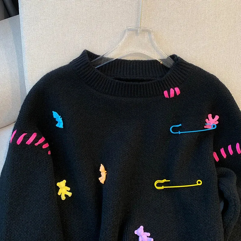 Safety Pins   Teddy Bears Sweater