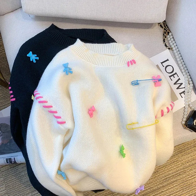 Safety Pins   Teddy Bears Sweater