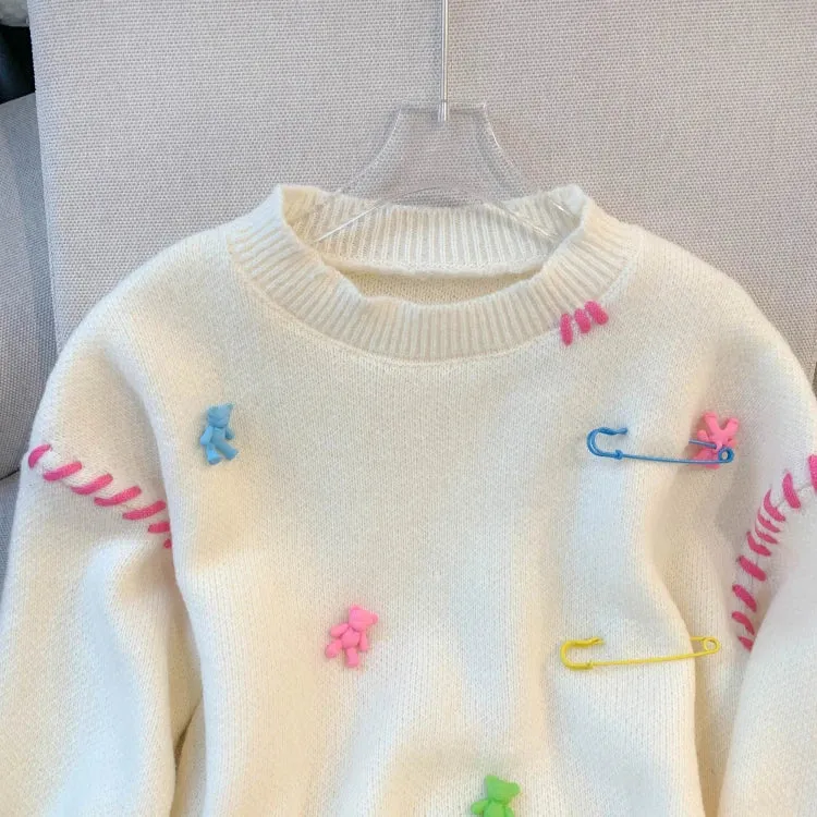 Safety Pins   Teddy Bears Sweater