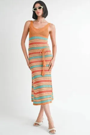 SCOOP NECK CROCHET LONG DRESS