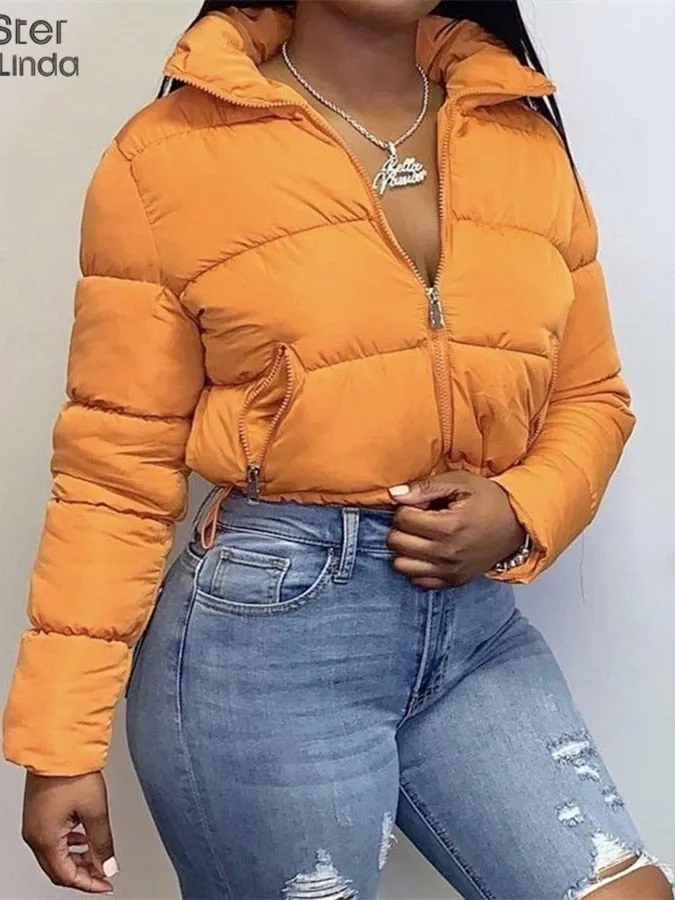 Sisterlinda Popular Neon Loose Jacket Womens Coats Autumn Winter Thick Warm Tops Street Casual Wear Ladies Padded Short Jackets