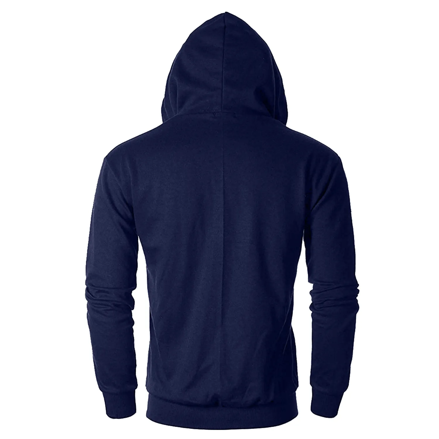 Solid Navy Blue Zipper Jacket Hoodies Sweatshirt For Men By LazyChunks