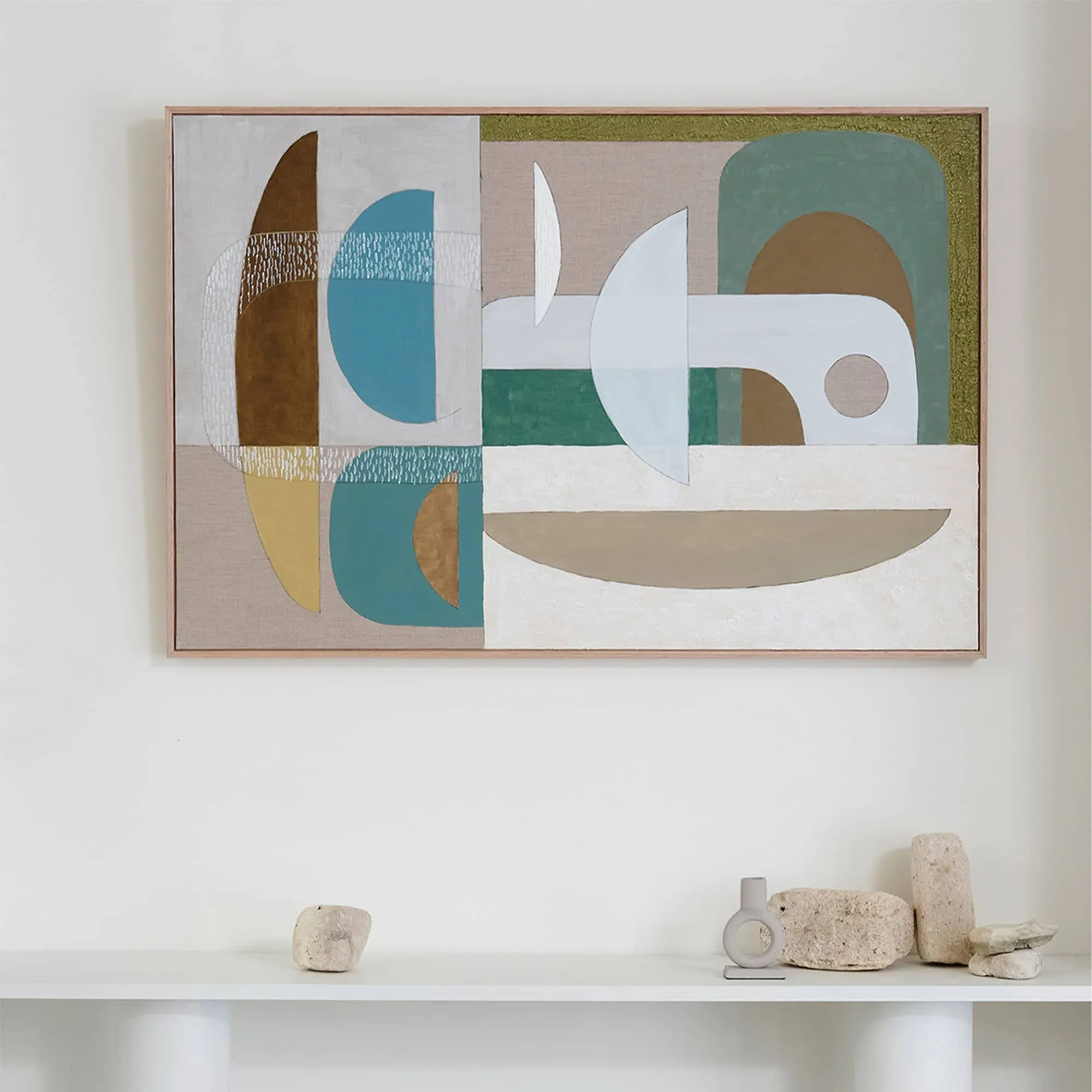 Stucco Glaucous Canvas Print 120cm x 80cm Black Frame