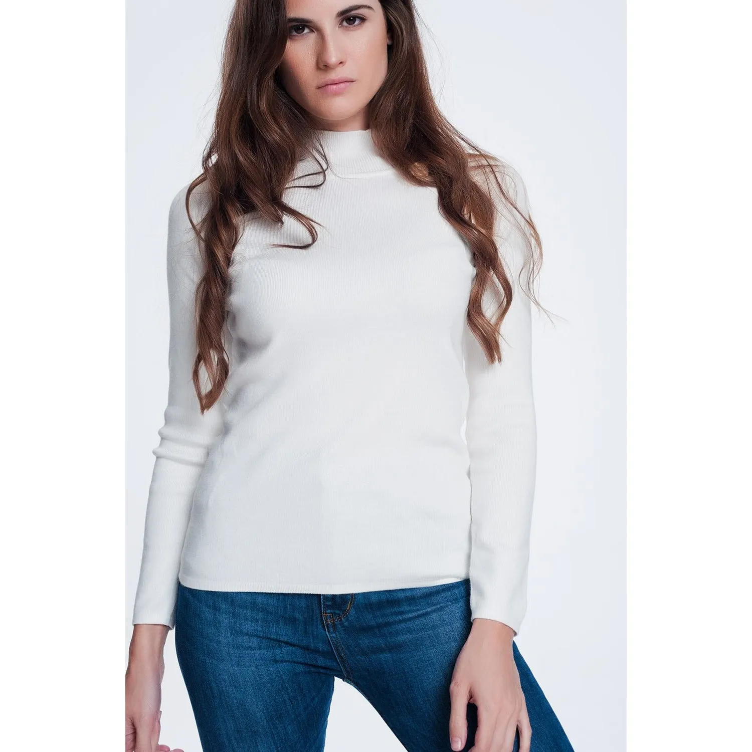 Sweatshirt With Button Detail in Cream