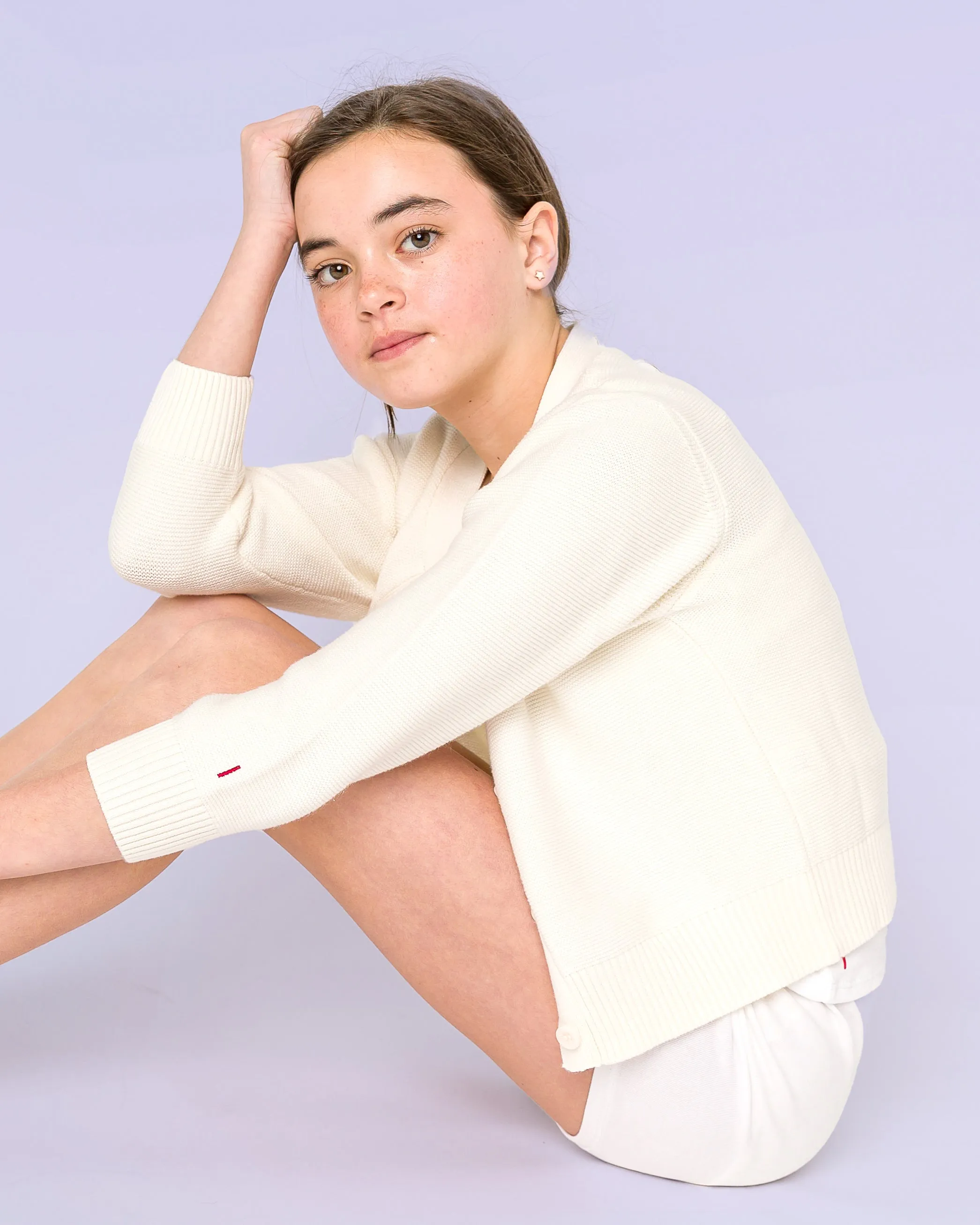 The Organic Garter Stitch Cardigan [Cream]