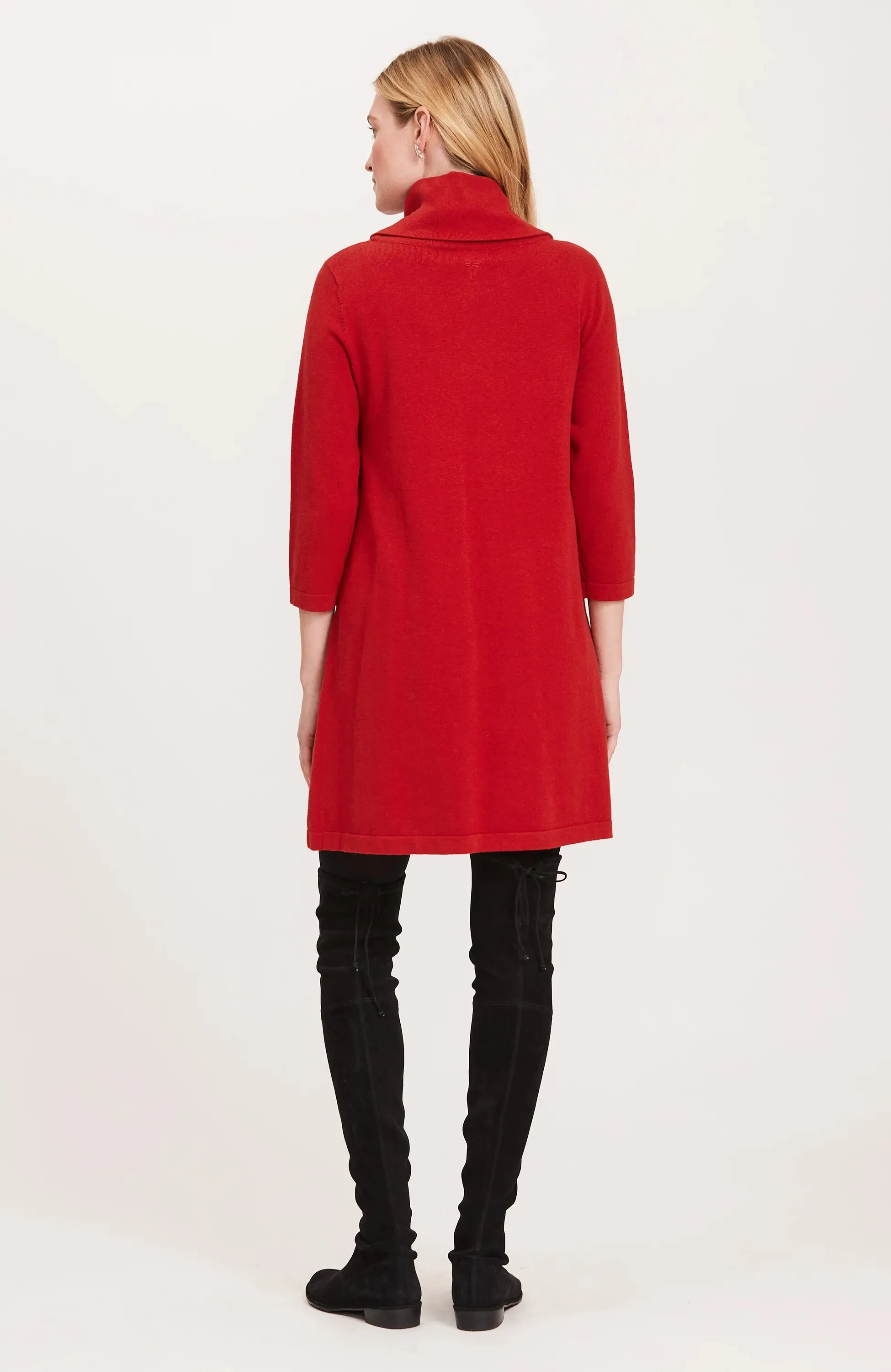 Tyler Boe Kim Cotton Cashmere Cowl Neck Dress Crimson