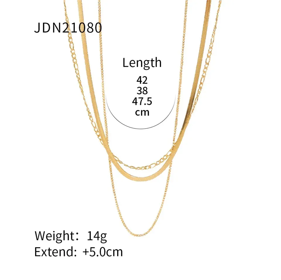 VAIGE Stainless Steel Geometric Chain Necklace - Classic Waterproof Jewelry for Autumn and Winter