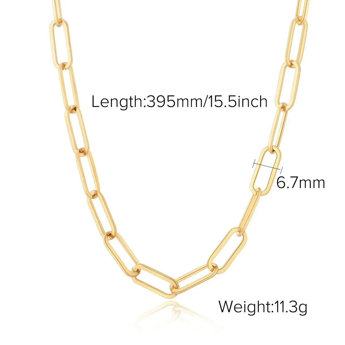 VAIGE Stainless Steel Geometric Chain Necklace - Classic Waterproof Jewelry for Autumn and Winter