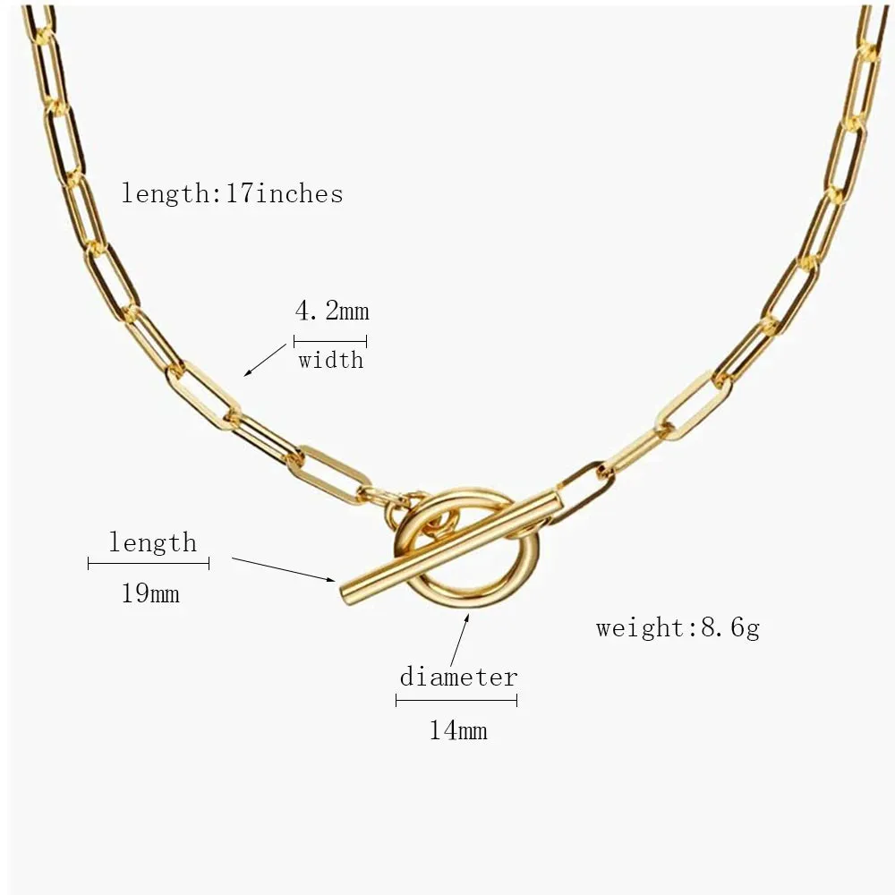 VAIGE Stainless Steel Geometric Chain Necklace - Classic Waterproof Jewelry for Autumn and Winter
