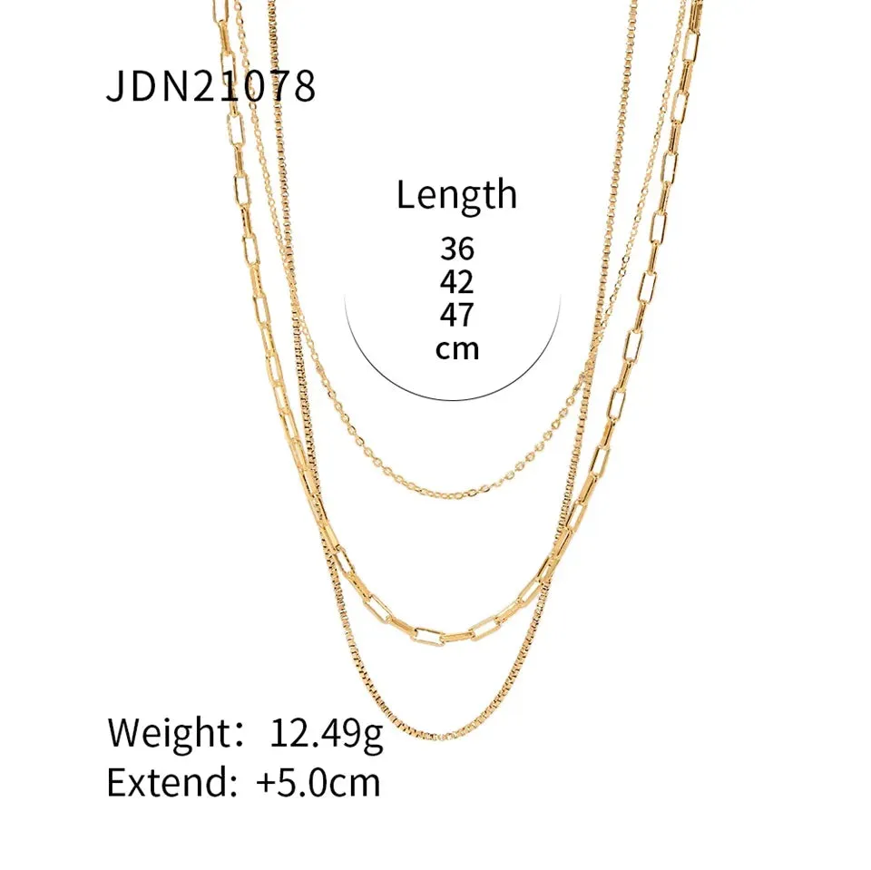 VAIGE Stainless Steel Geometric Chain Necklace - Classic Waterproof Jewelry for Autumn and Winter