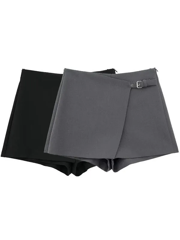 Willshela Women Fashion Solid Bandage Side Zipper Mini Skirts Shorts Vintage High Waist Female Chic Lady Shorts