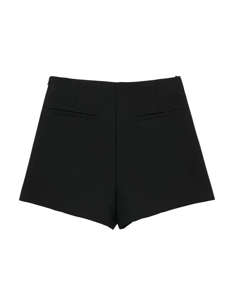 Willshela Women Fashion Solid Bandage Side Zipper Mini Skirts Shorts Vintage High Waist Female Chic Lady Shorts