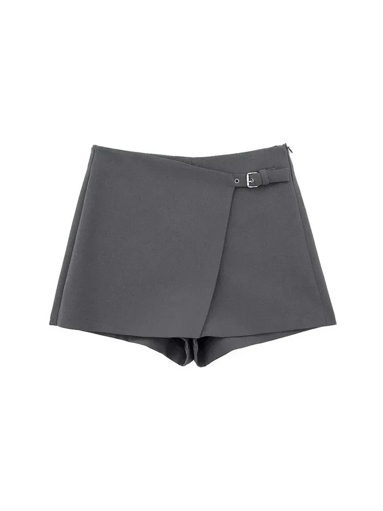 Willshela Women Fashion Solid Bandage Side Zipper Mini Skirts Shorts Vintage High Waist Female Chic Lady Shorts