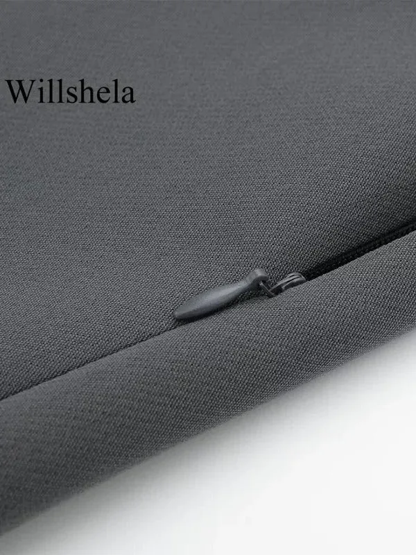 Willshela Women Fashion Solid Bandage Side Zipper Mini Skirts Shorts Vintage High Waist Female Chic Lady Shorts
