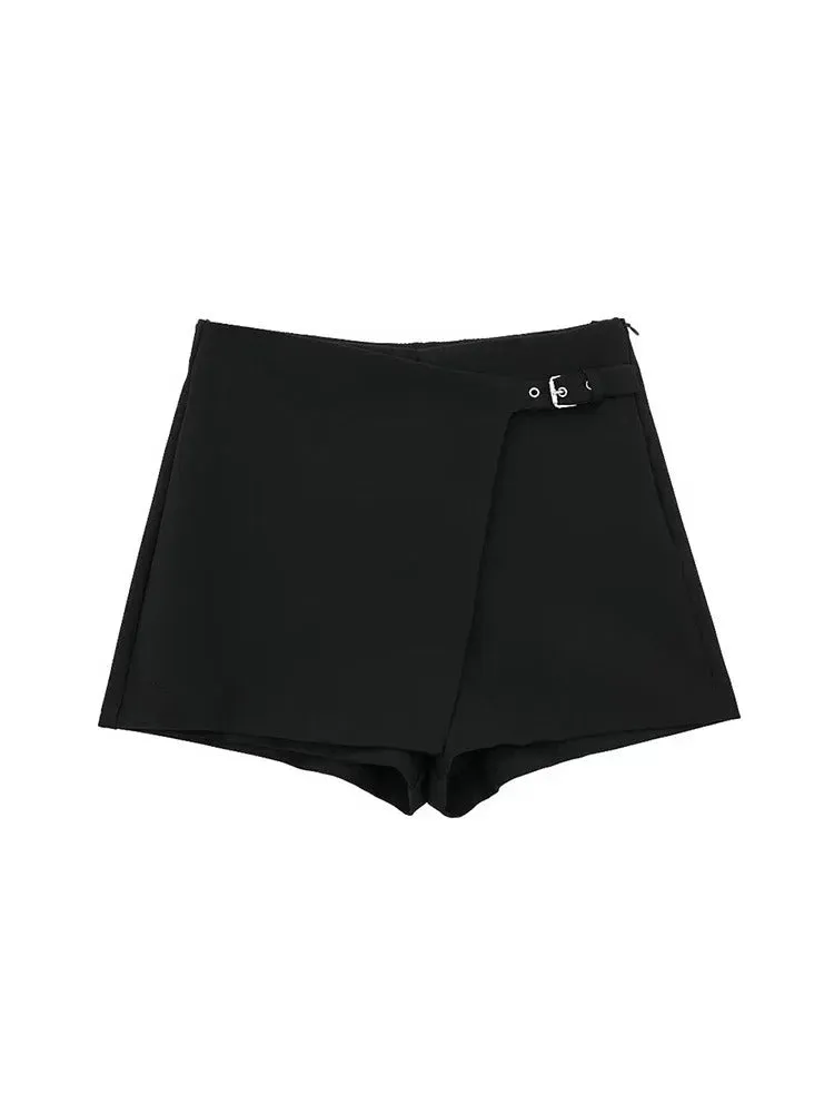 Willshela Women Fashion Solid Bandage Side Zipper Mini Skirts Shorts Vintage High Waist Female Chic Lady Shorts