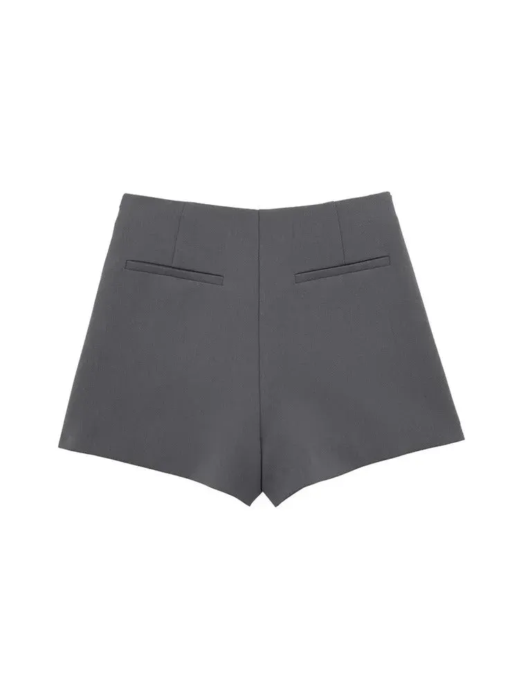 Willshela Women Fashion Solid Bandage Side Zipper Mini Skirts Shorts Vintage High Waist Female Chic Lady Shorts
