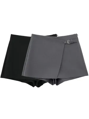 Willshela Women Fashion Solid Bandage Side Zipper Mini Skirts Shorts Vintage High Waist Female Chic Lady Shorts