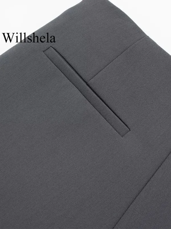 Willshela Women Fashion Solid Bandage Side Zipper Mini Skirts Shorts Vintage High Waist Female Chic Lady Shorts