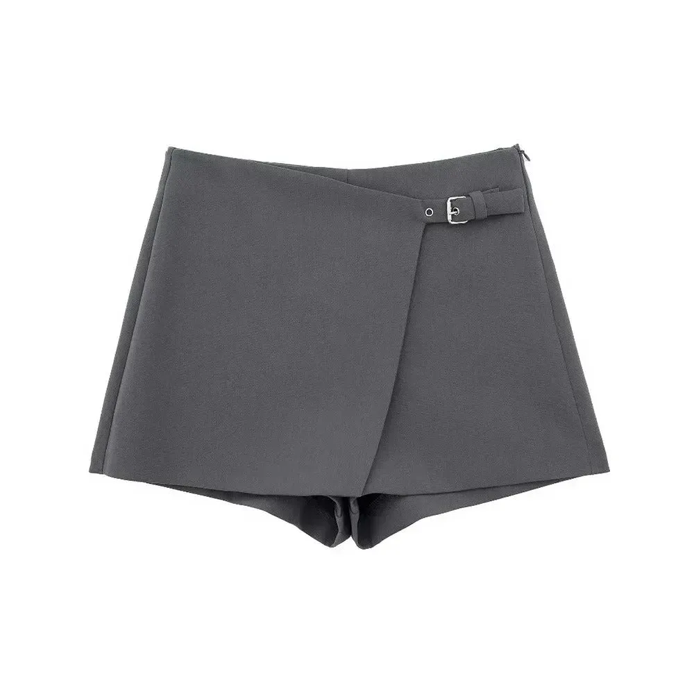 Willshela Women Fashion Solid Bandage Side Zipper Mini Skirts Shorts Vintage High Waist Female Chic Lady Shorts