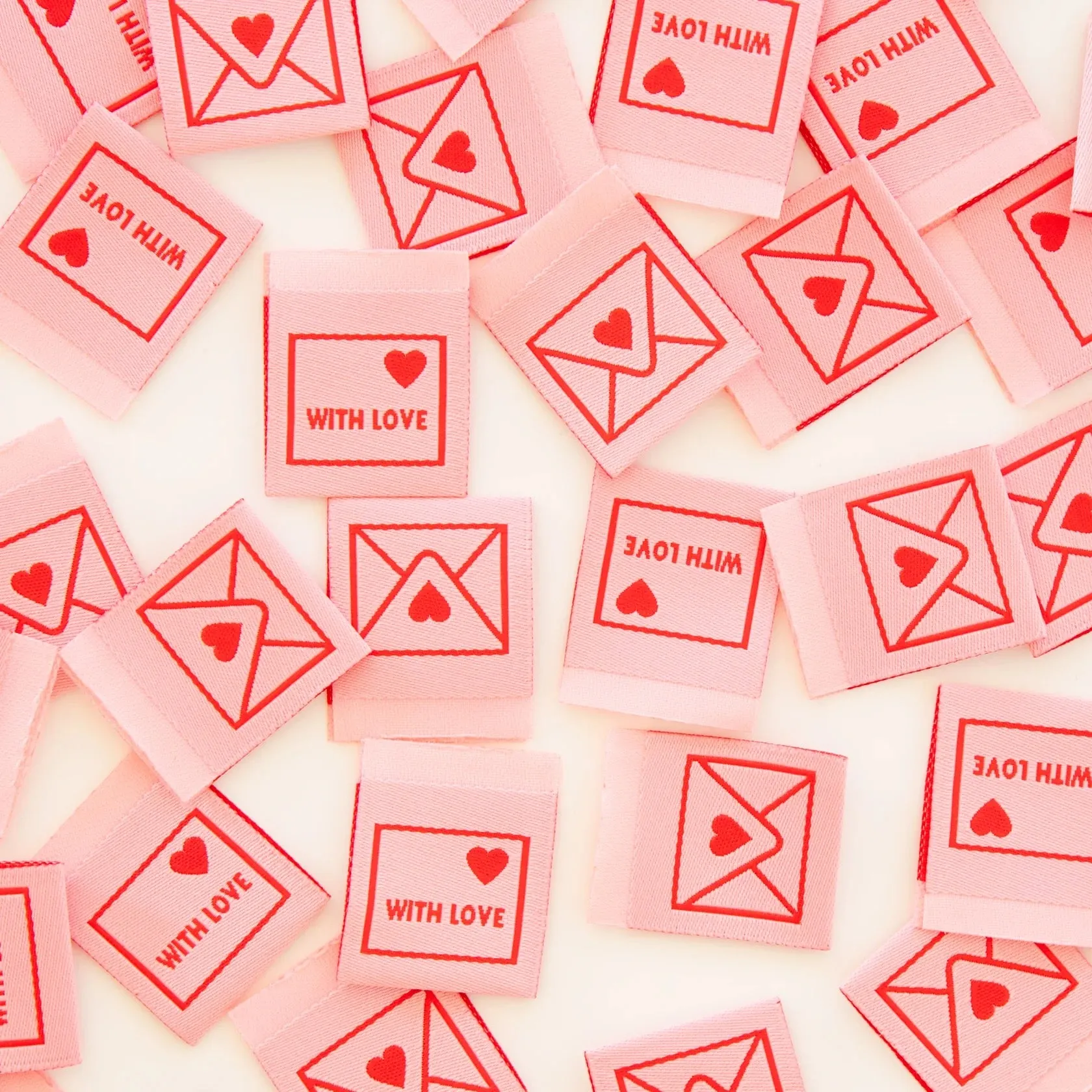 With Love Envelope Woven Labels Sew in Labels - Sarah Hearts