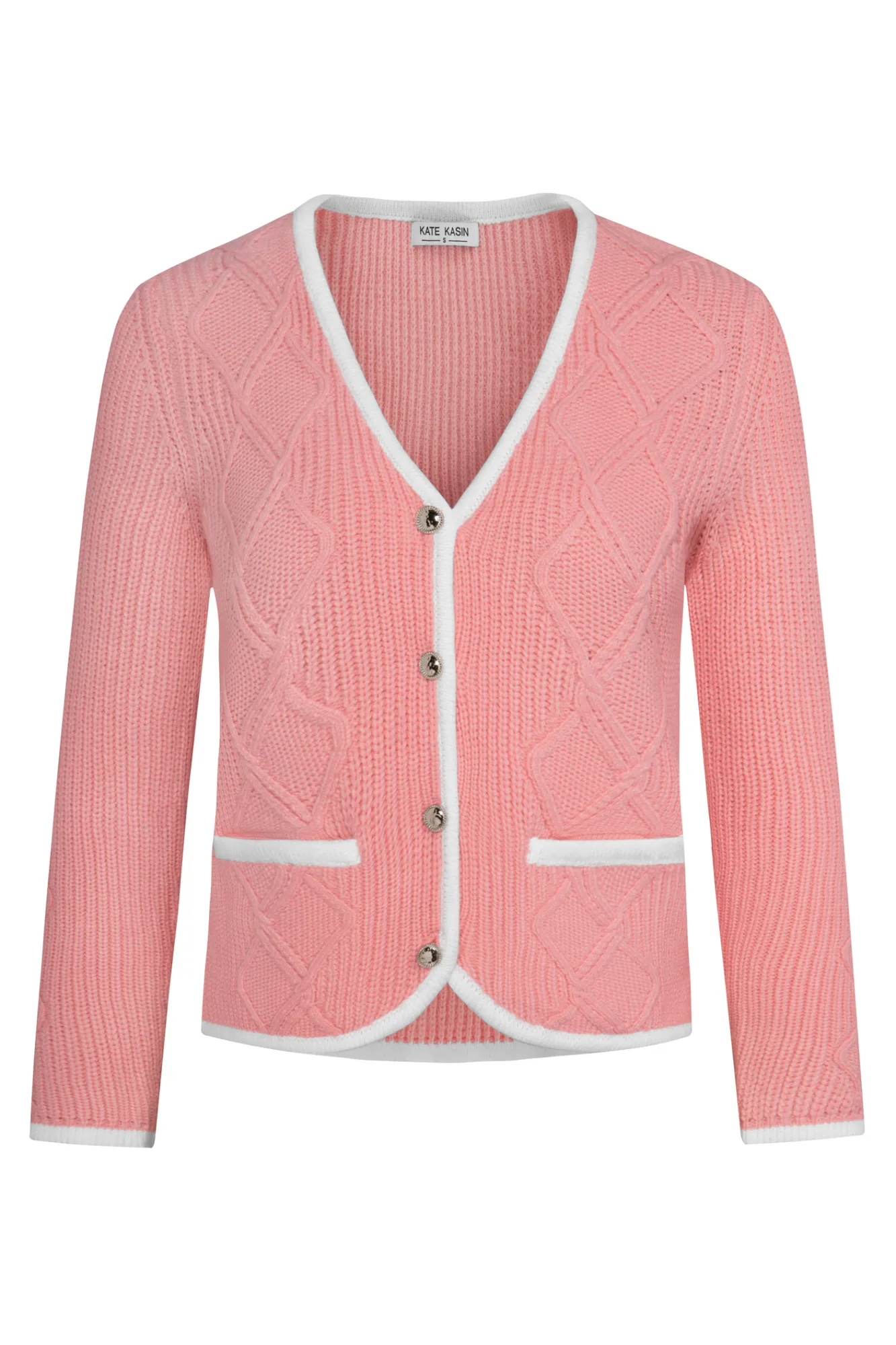 Women Contrast Color Cardigan Long Sleeve V-Neck Button-up Sweater