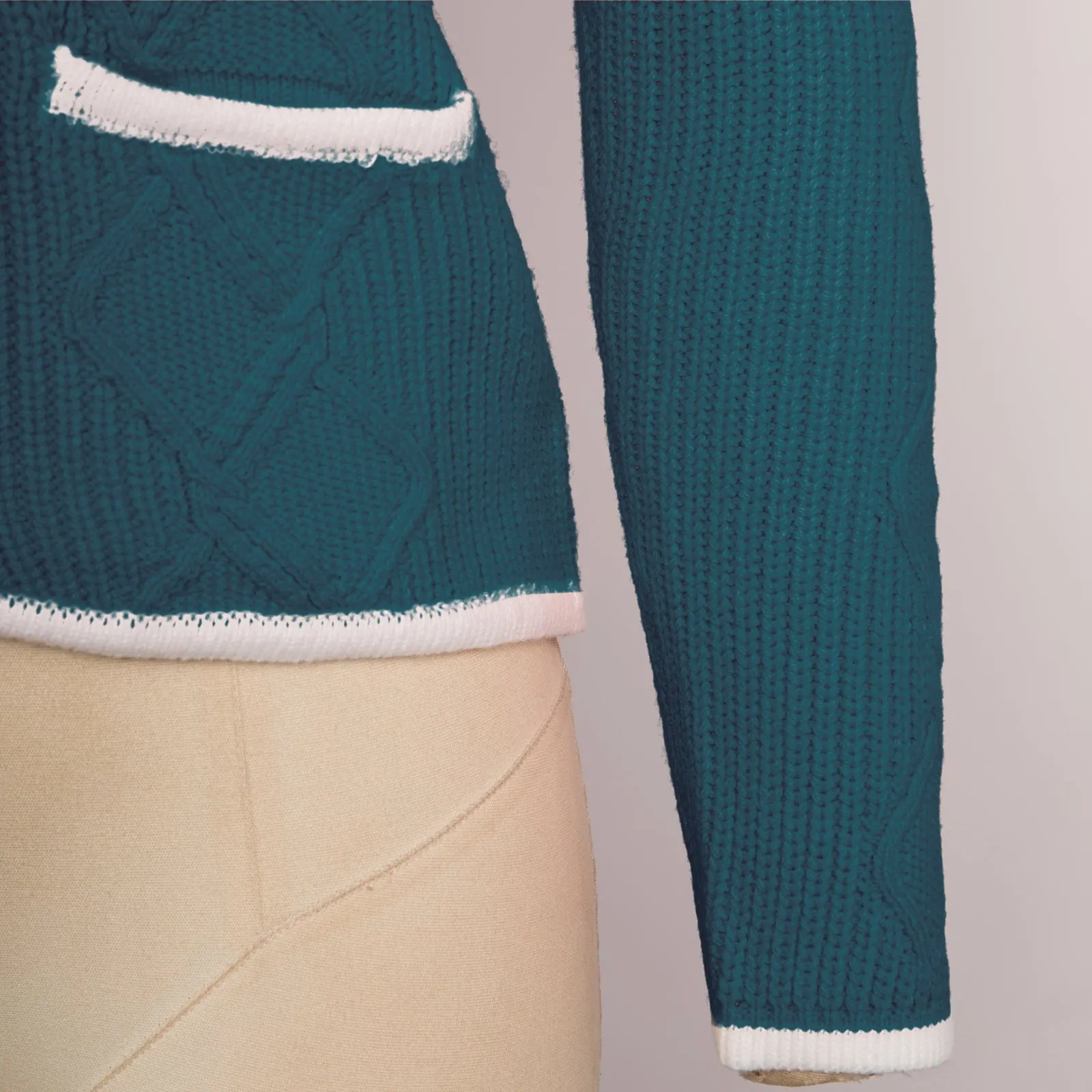 Women Contrast Color Cardigan Long Sleeve V-Neck Button-up Sweater
