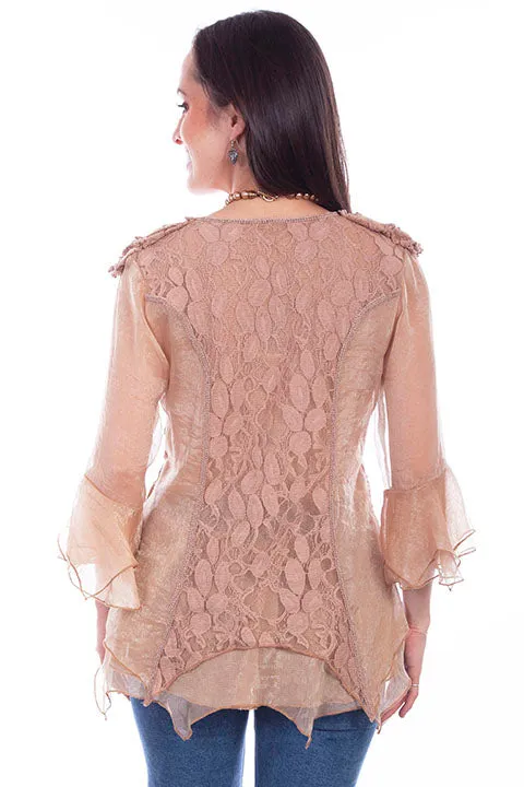 Women's Honey Creek Collection Blouse: 3/4 Sleeves, Double Ruffle Cuffs