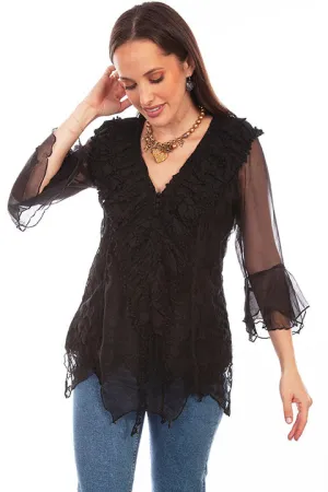 Women's Honey Creek Collection Blouse: 3/4 Sleeves, Double Ruffle Cuffs