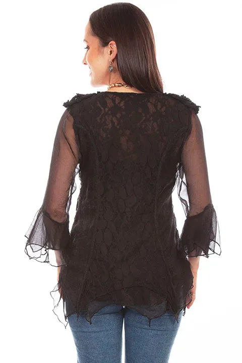 Women's Honey Creek Collection Blouse: 3/4 Sleeves, Double Ruffle Cuffs
