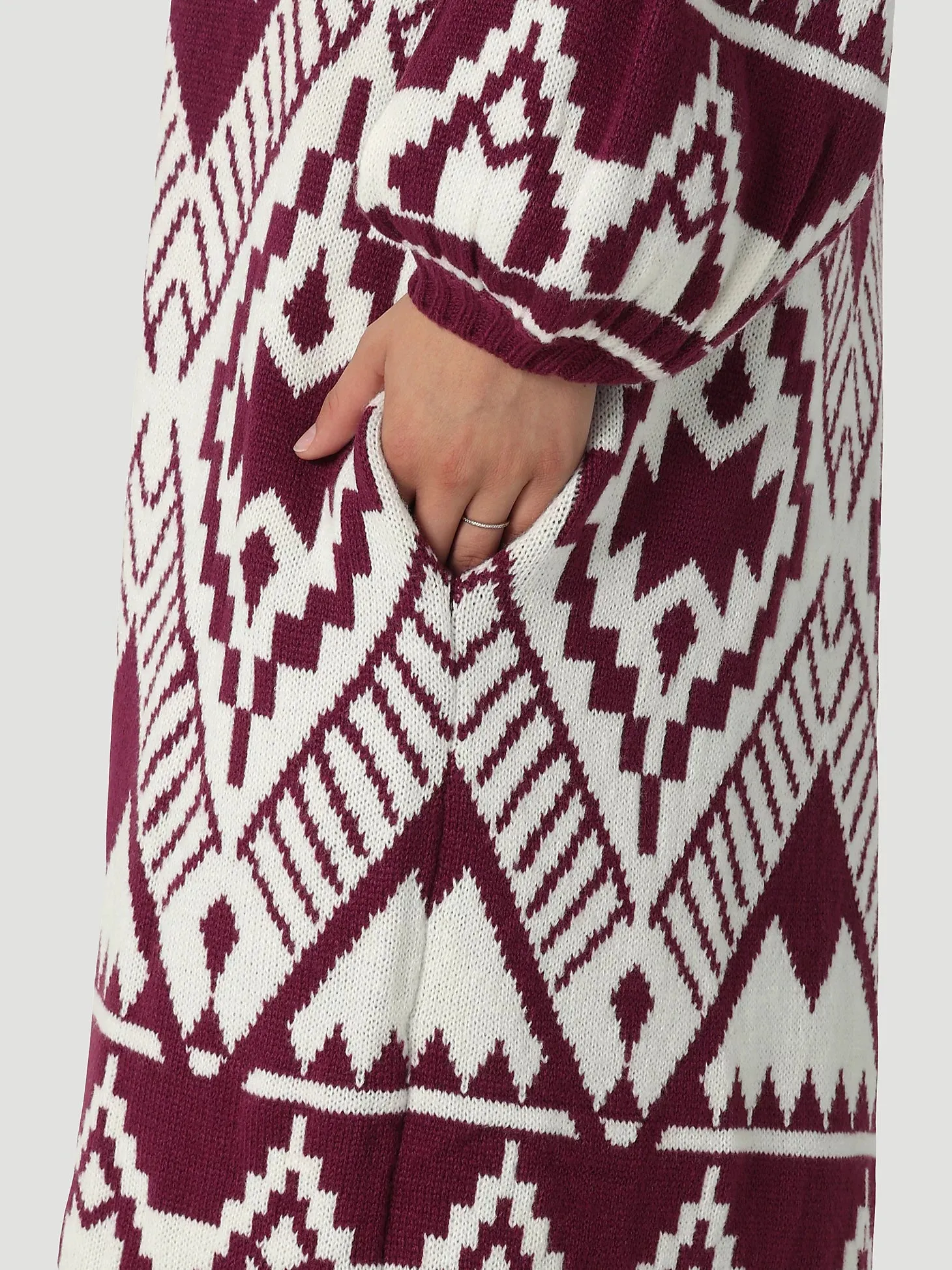 Wrangler Women's Magenta Aztec Long Cardigan